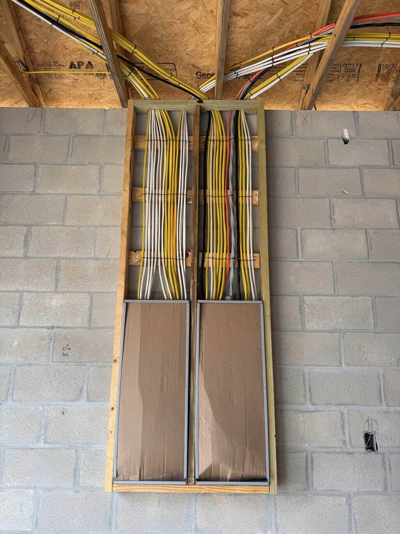 Panel rough-in wiring on a new-construction home